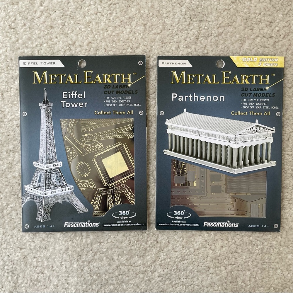 Metal Earth 3D Laser Cut Models - Eiffel Tower & Parthenon